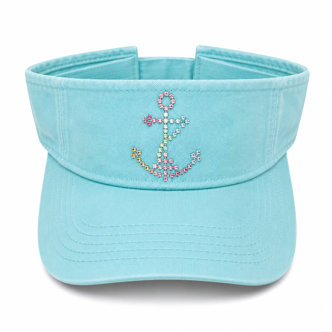 LIGHT AQUA ANCHOR BLING VISOR
