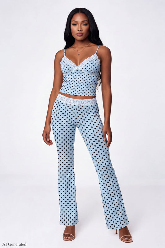 Soft Lace Trim Flare Pant