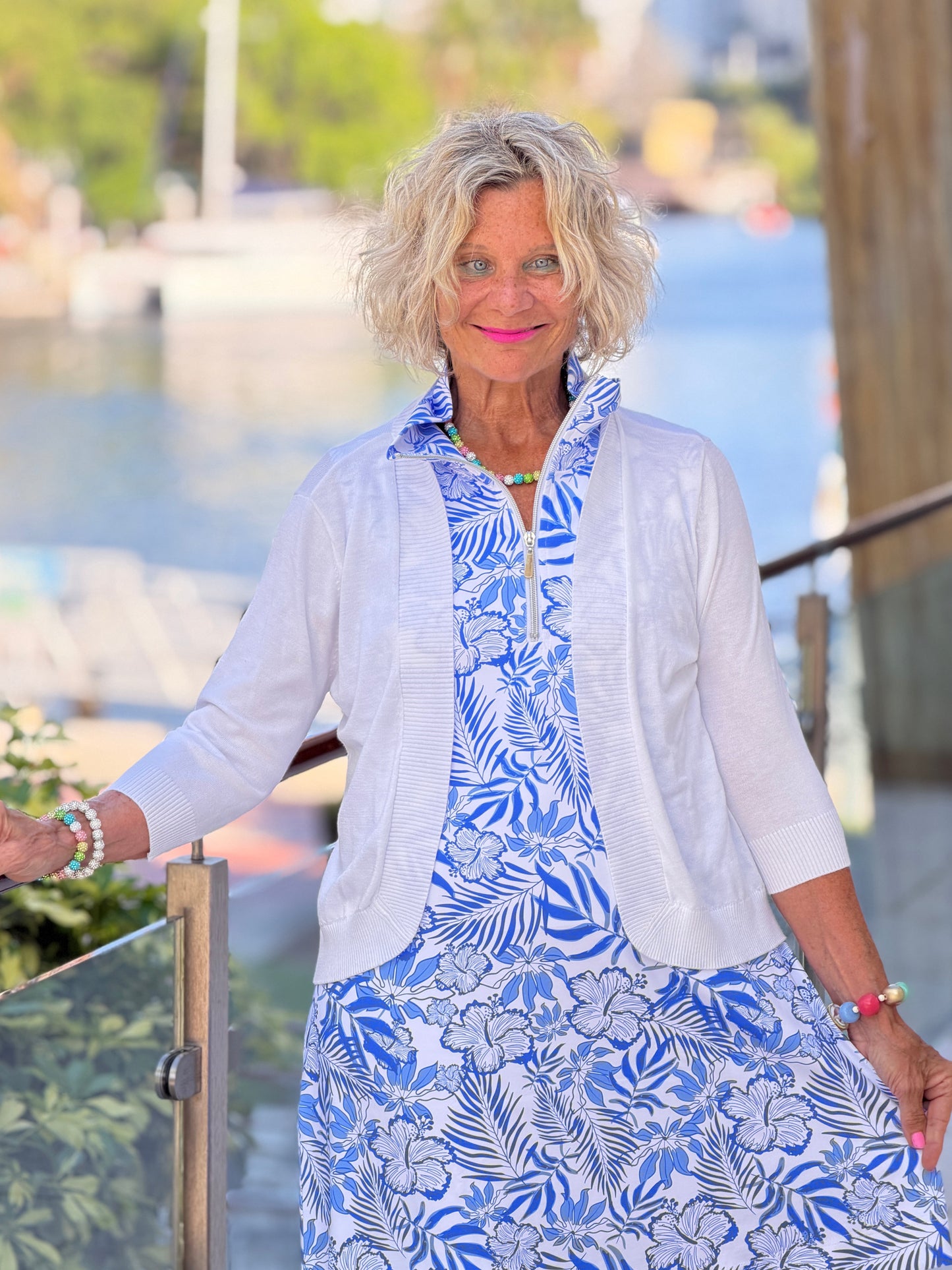 LULU B HIBISCUS COAST HALF ZIPPER DRESS