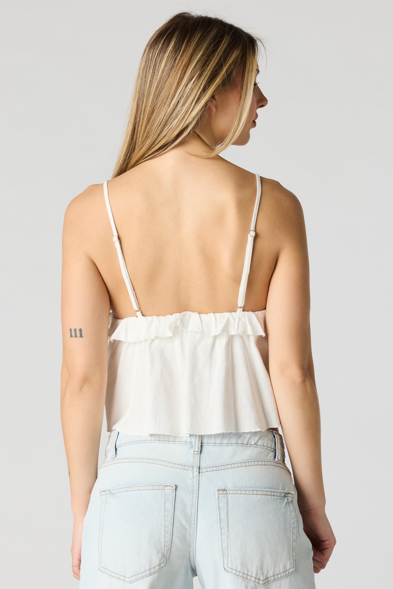 Linen-Blend Babydoll Tank