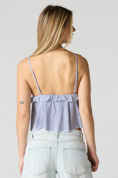 Linen-Blend Babydoll Tank