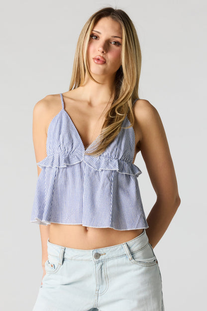Linen-Blend Babydoll Tank