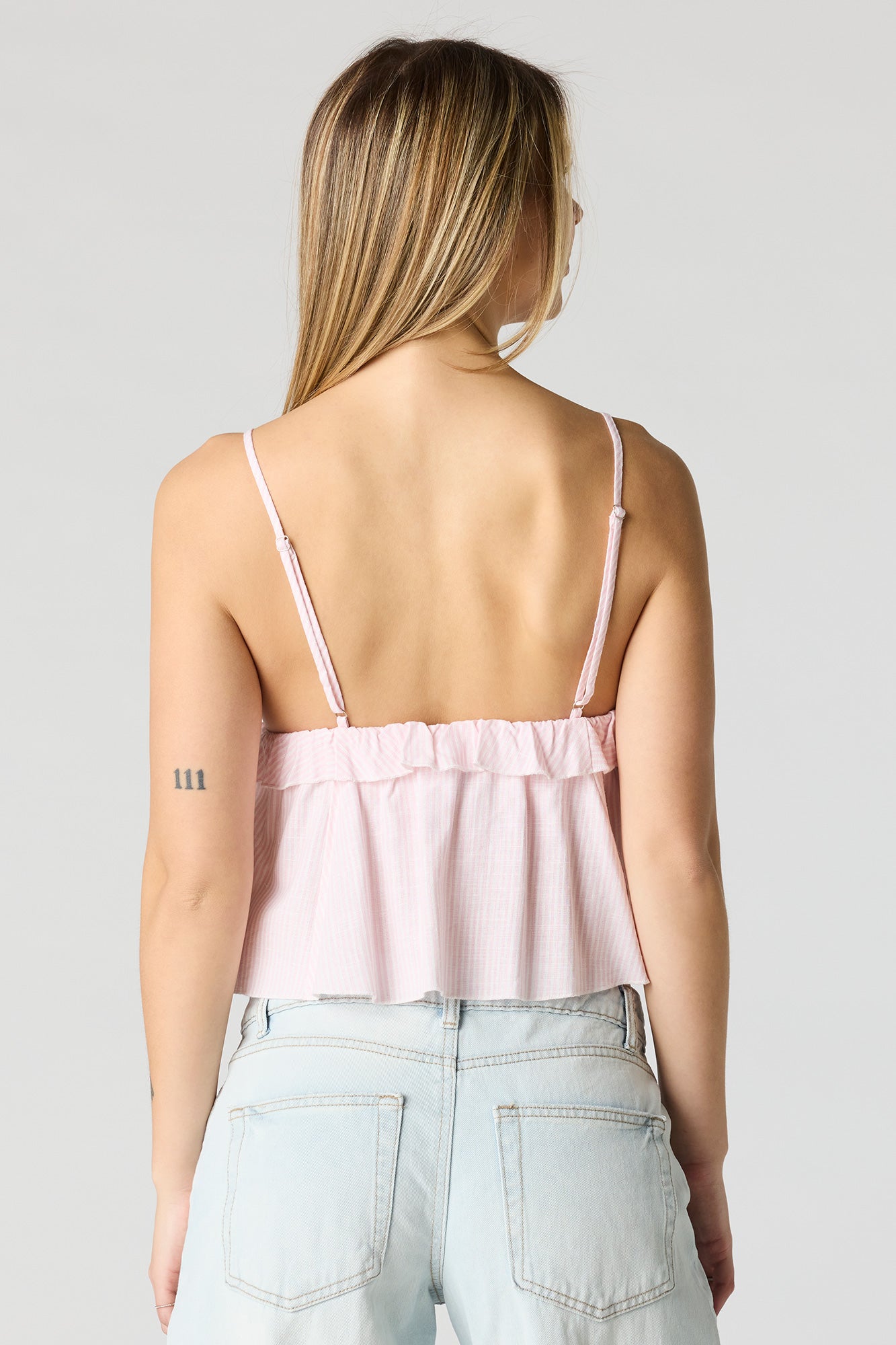 Linen-Blend Babydoll Tank