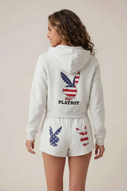 Playboy USA Graphic Fleece Zip-Up Hoodie