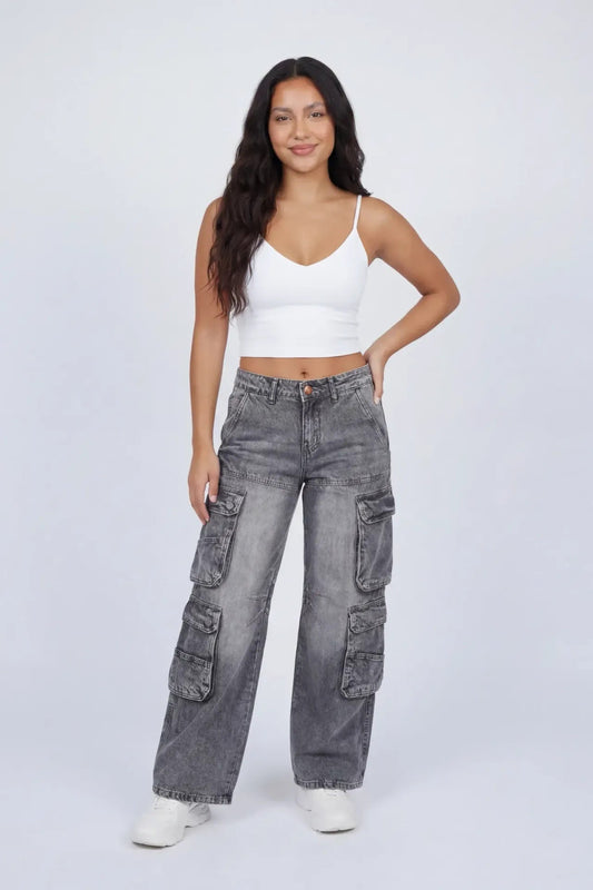Low Rise Wide Leg Cargo Jean