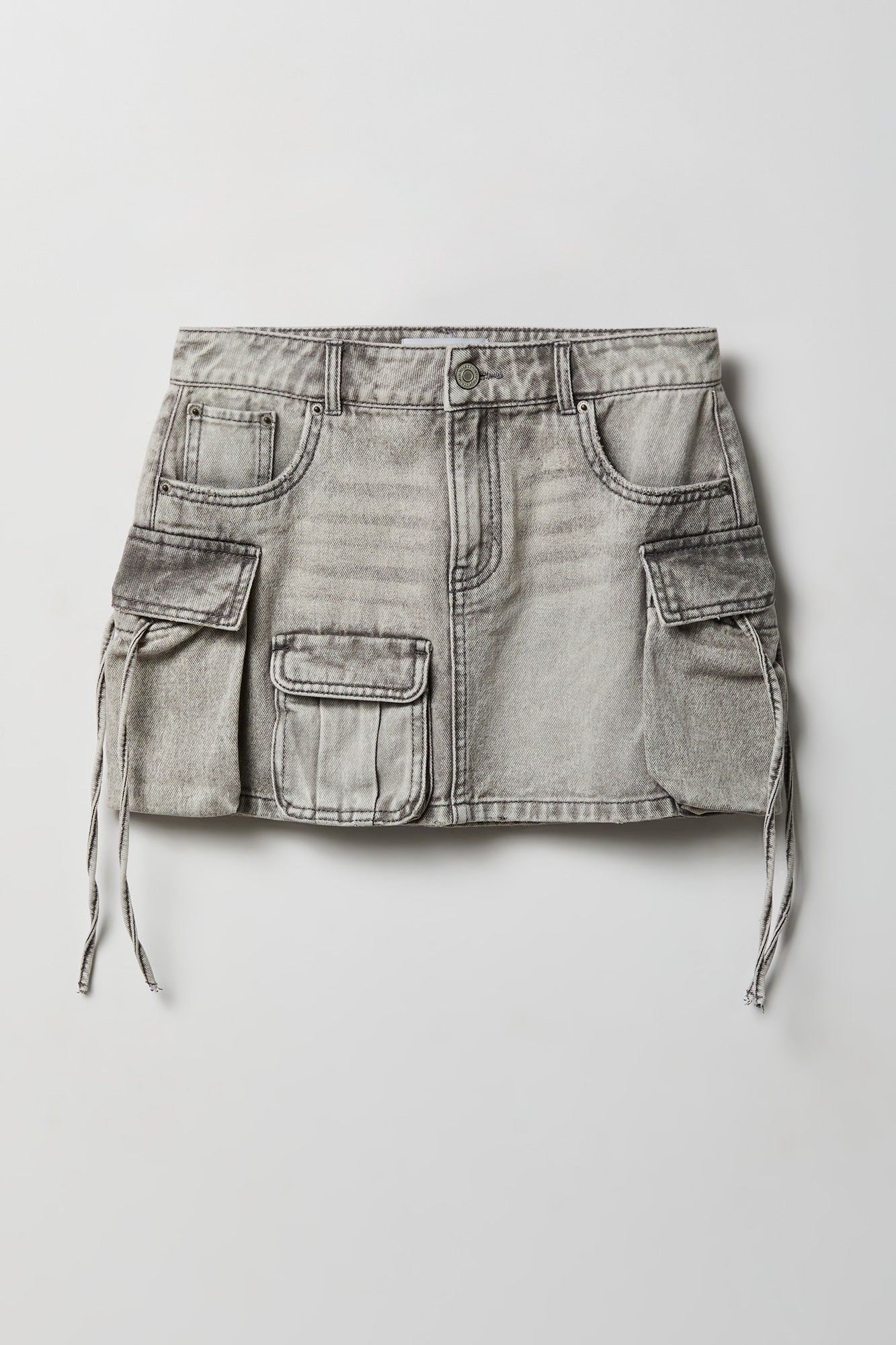Denim Cargo Mini Skirt
