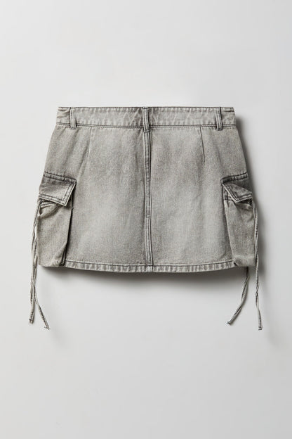 Denim Cargo Mini Skirt