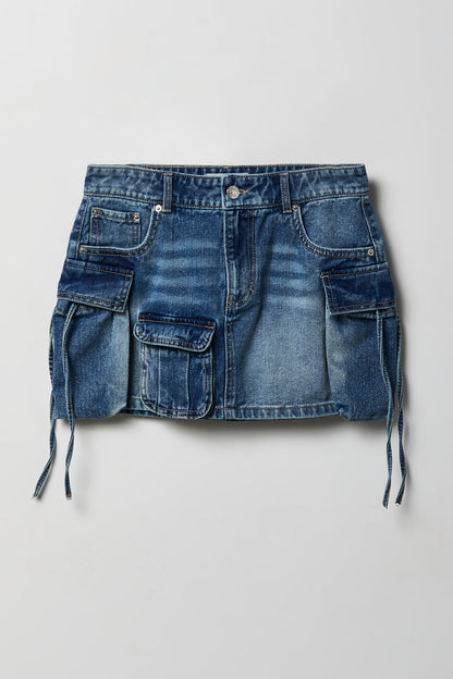 Denim Cargo Mini Skirt