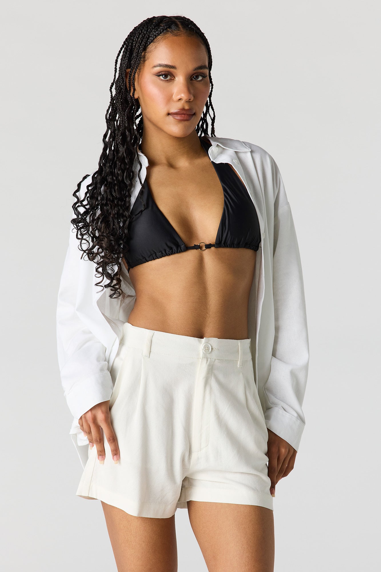 Linen-Blend Tailored Short