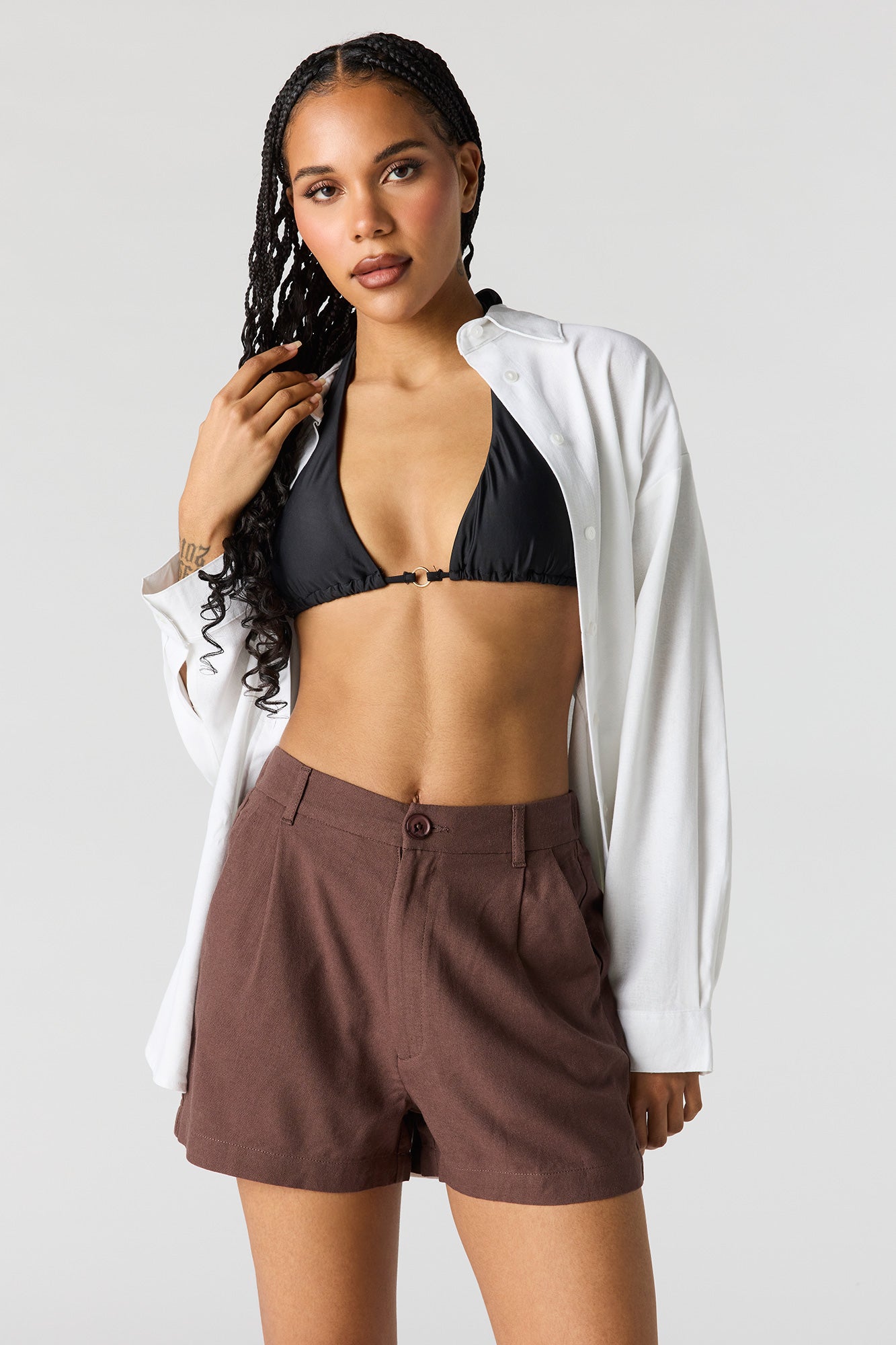 Linen-Blend Tailored Short