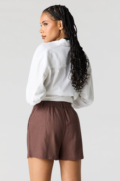 Linen-Blend Tailored Short