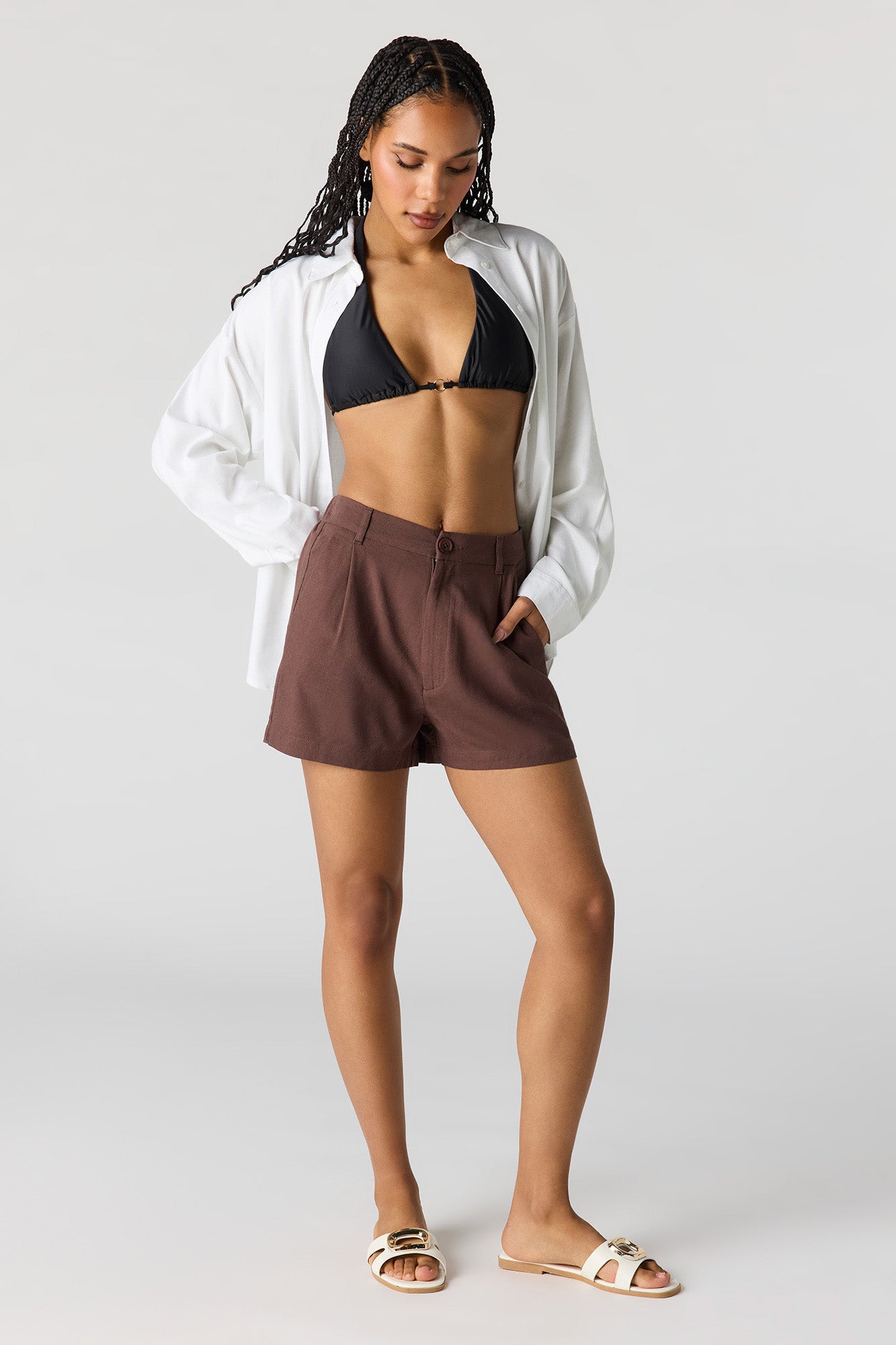 Linen-Blend Tailored Short