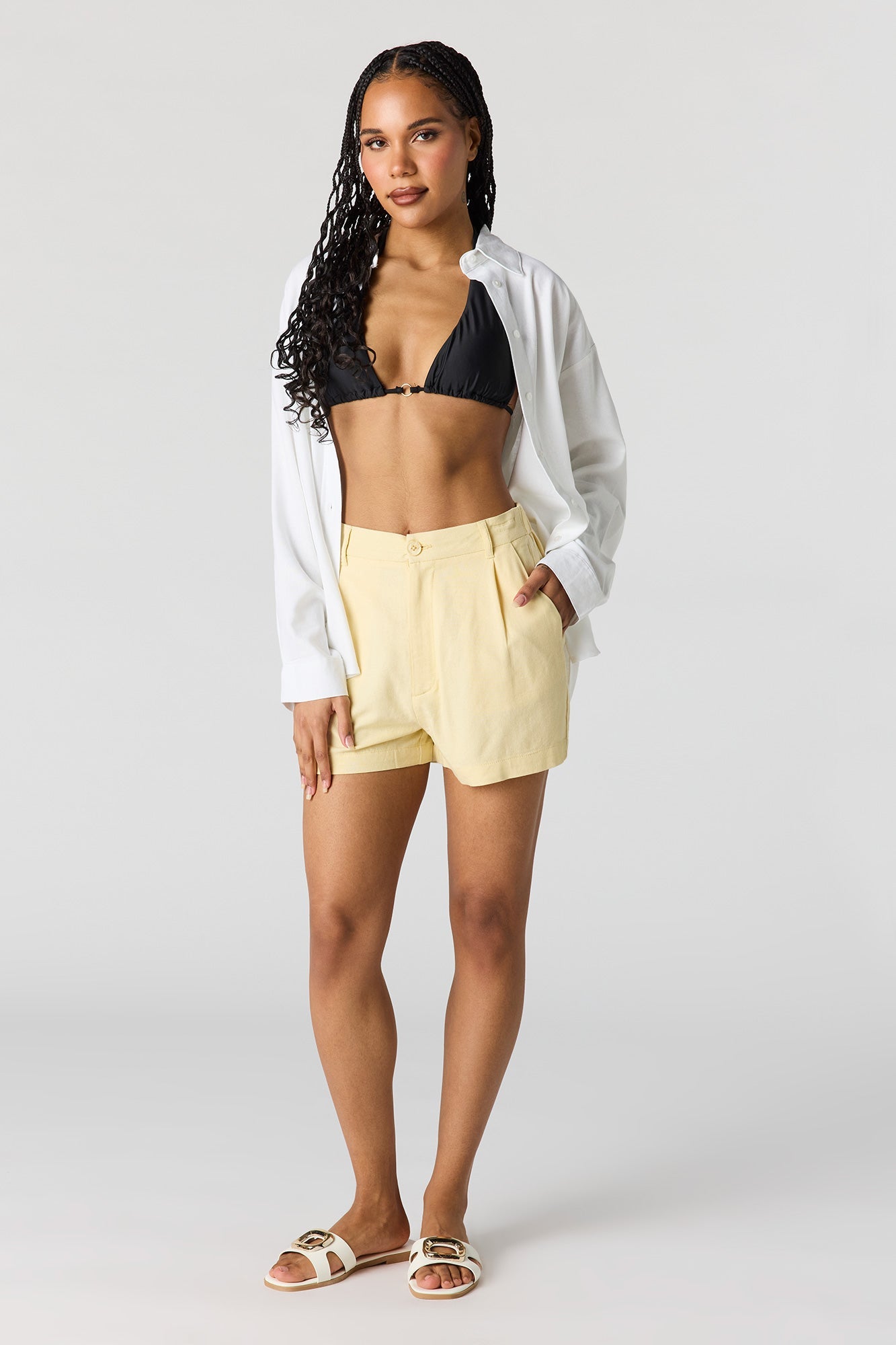 Linen-Blend Tailored Short