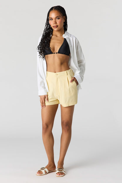 Linen-Blend Tailored Short