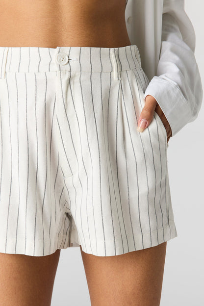 Linen-Blend Tailored Short