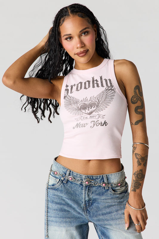 Rhinestone Ribbed Tank