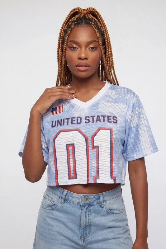 USA Graphic Mesh Cropped Jersey