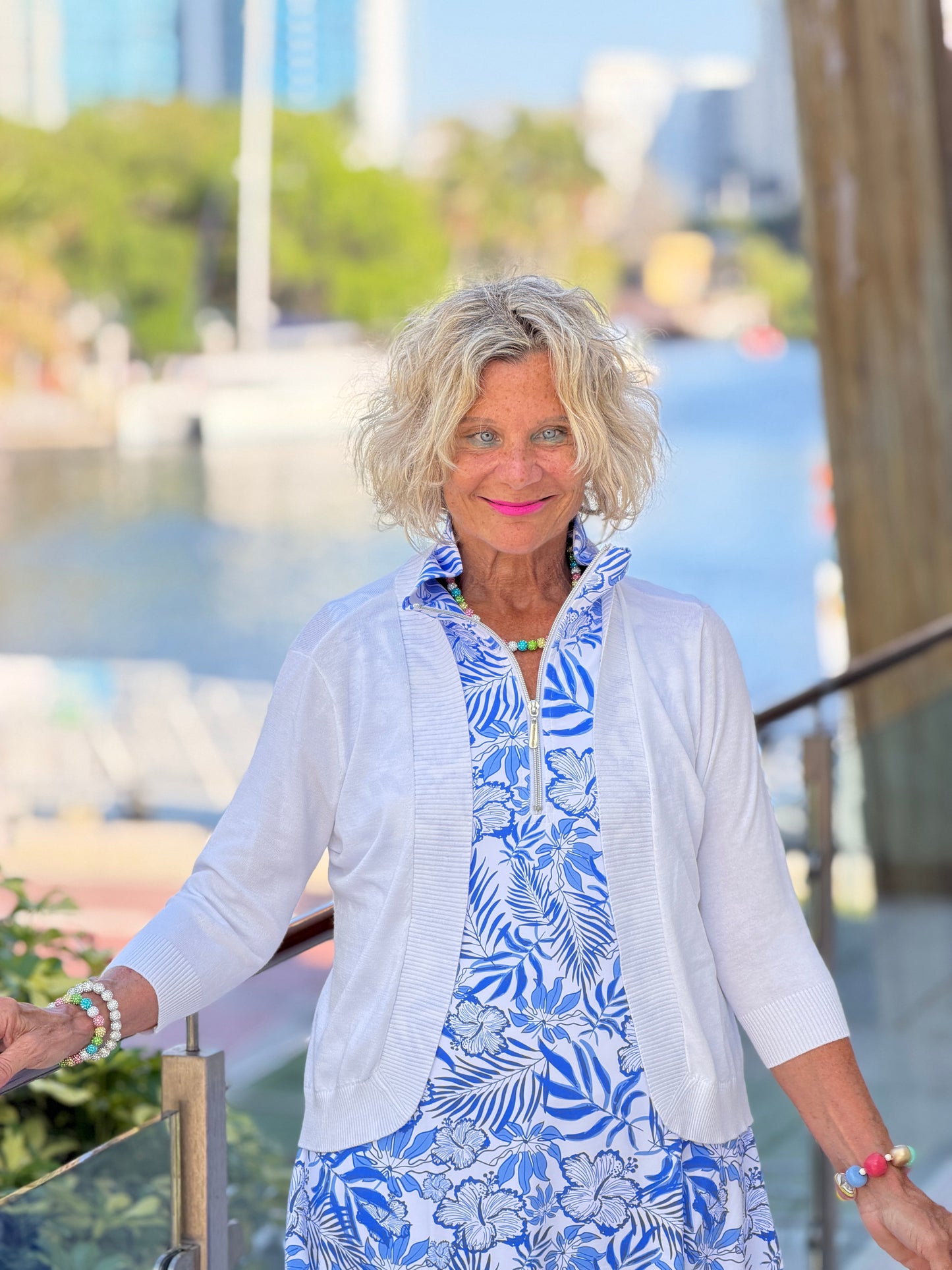 LULU B HIBISCUS COAST HALF ZIPPER DRESS