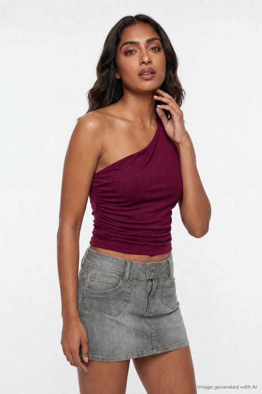 Ruched One Shoulder Top