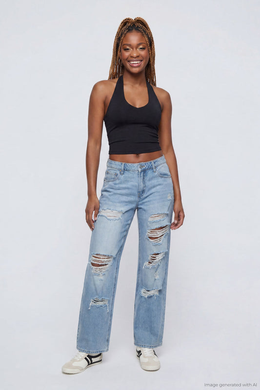 Brooklyn Ripped Low Rise Baggy Jean