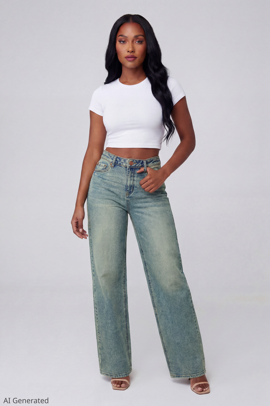 Paris Stretch High Rise Wide Leg Vintage Medium Jean