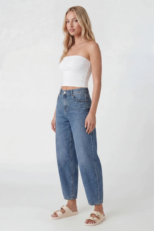 Stretch High Rise Barrel Medium Jean