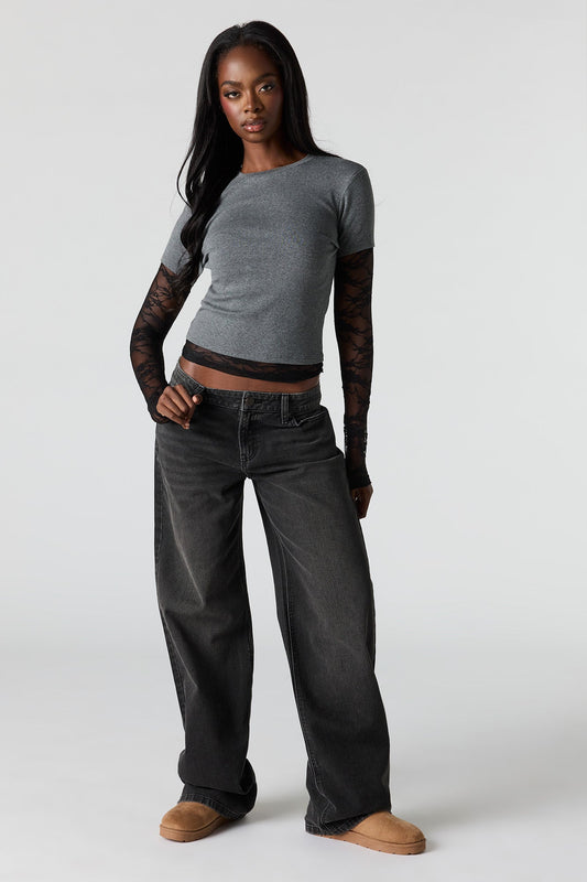 Brooklyn Low Rise Baggy Washed Black Jean