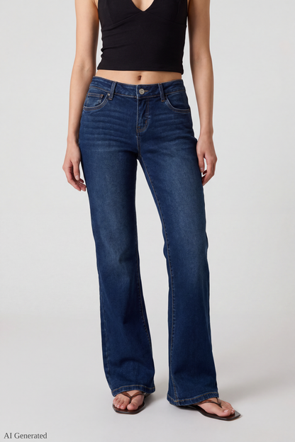 Stretch Relaxed Flare Dark Jean