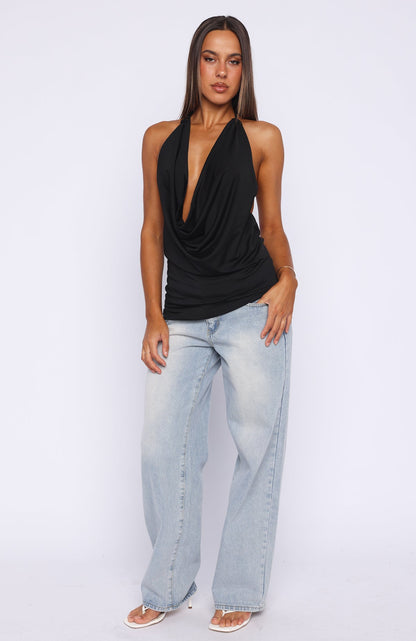 Caught You Looking Halter Top Black
