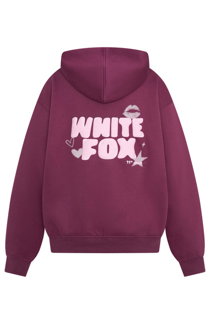 11th Street Sweet Kisses Oversized Hoodie Very Berry