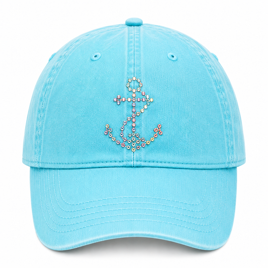 Aqua Bling Anchor Hat
