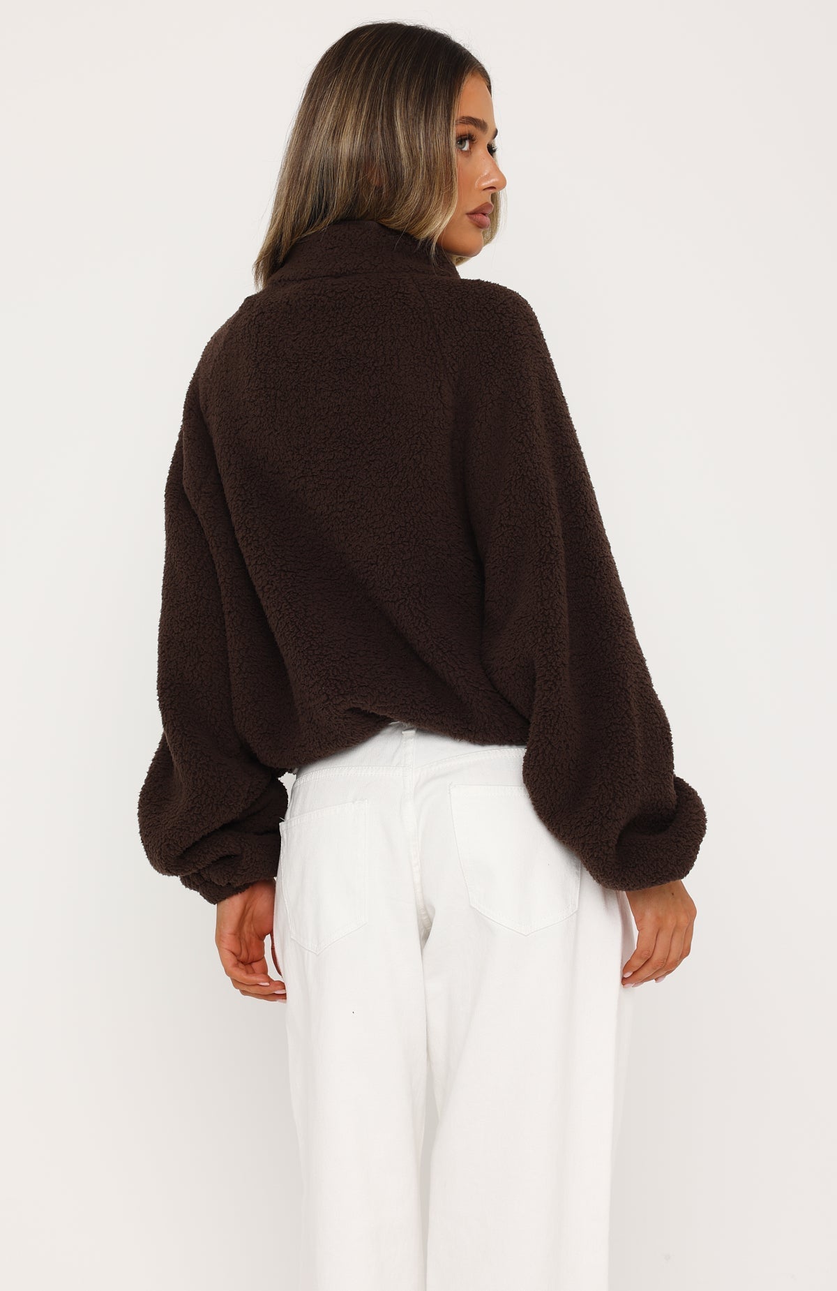 Calm Before The Storm Zip Front Fleece Sweater Chocolate