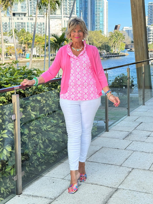 LULU B TROPIC PETALS SLEEVELESS RUFFLE TOP