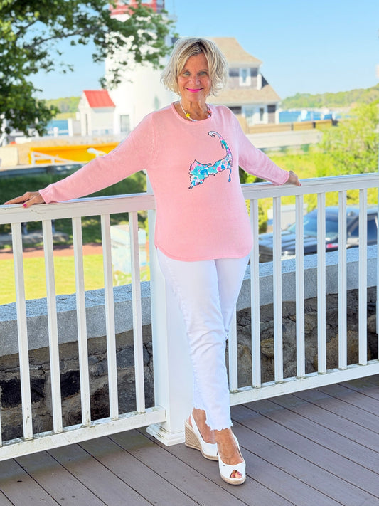 BEACH CLUB PINK CAPE COD MAP SWEATER