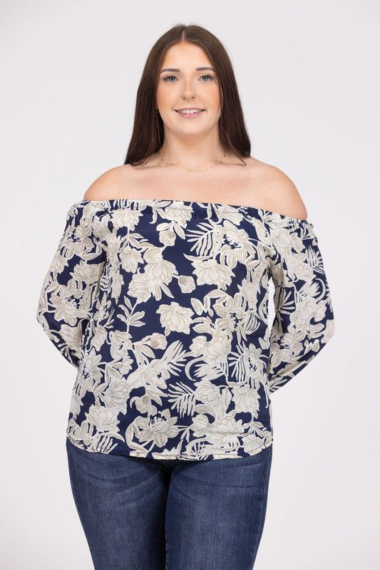Travel Plans Women's Off The Shoulder 3/4 Sleeve Top