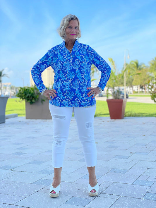 AQUA LANE ZIPPER TOP