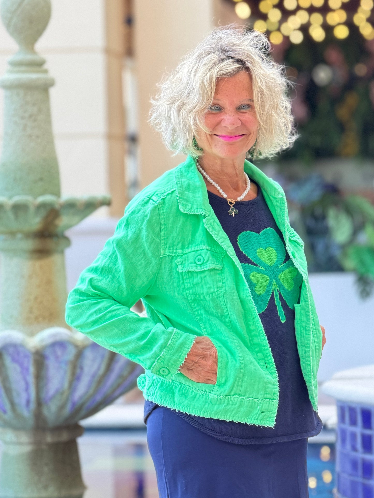LULU B KELLY GREEN LINEN JACKET