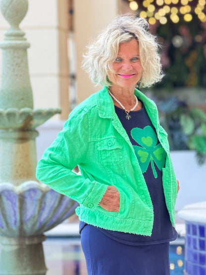 LULU B KELLY GREEN LINEN JACKET