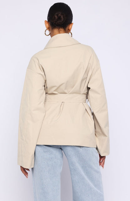 Could Touch Cropped Trench Jacket Sand
