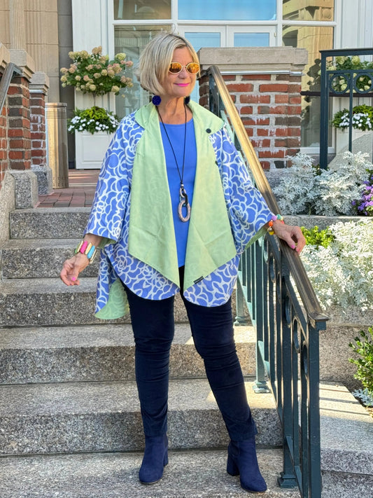 Blue Nautilus Reversible Rain Cape - Coastal Collection