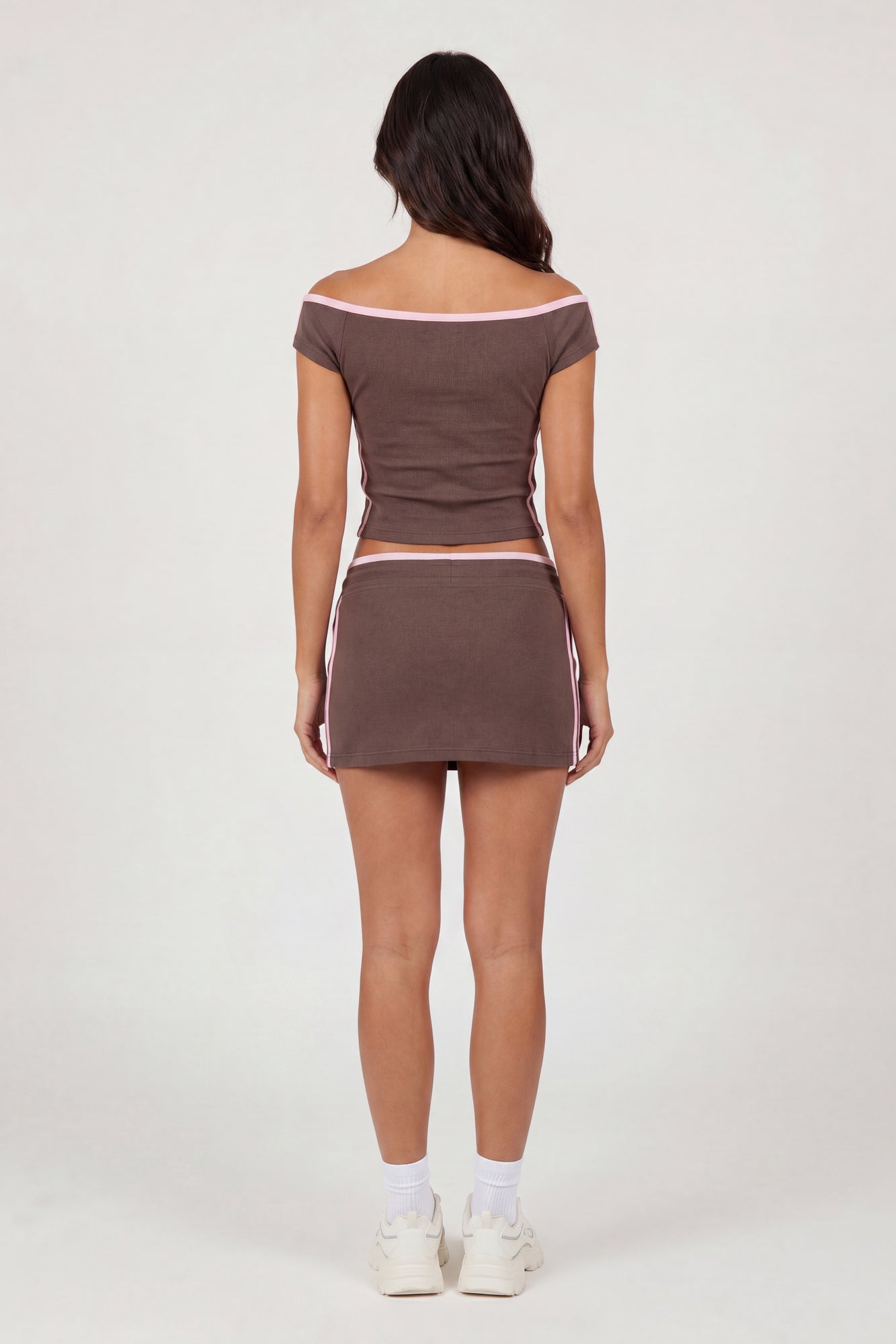 Graphic Off Shoulder Top & Mini Skirt Set
