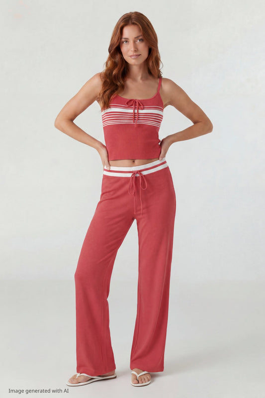 Striped Waist Wide Leg Pant