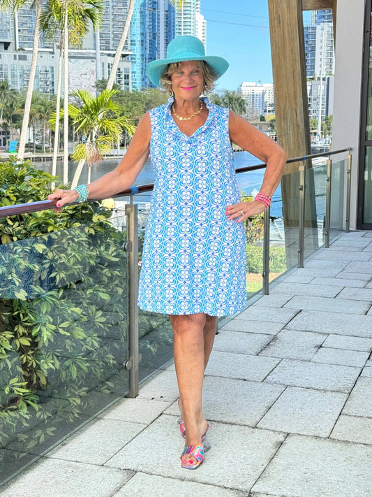 LULU B COASTAL BLOOM RUFFLE DRESS