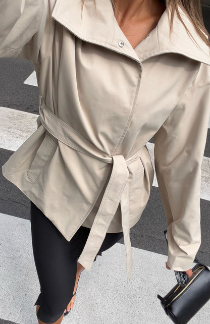 Could Touch Cropped Trench Jacket Sand