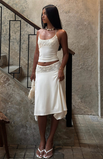 Cool Chaos Halter Top Off White