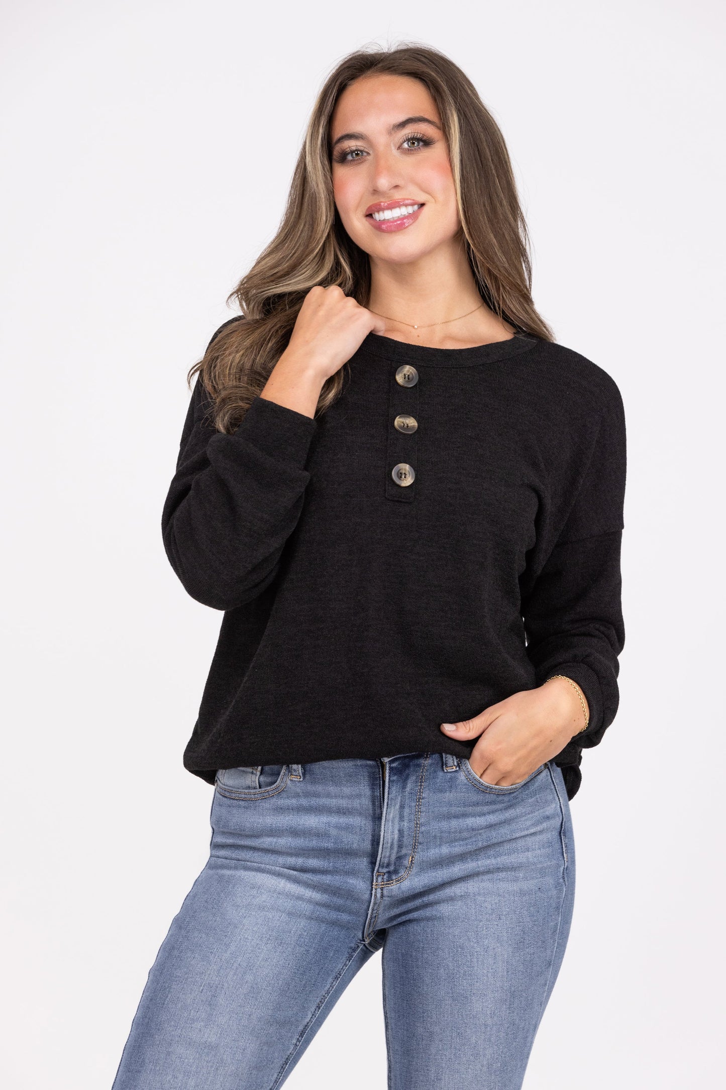 Witness Of Your Love Women's Solid Round Neckline Sweater Top