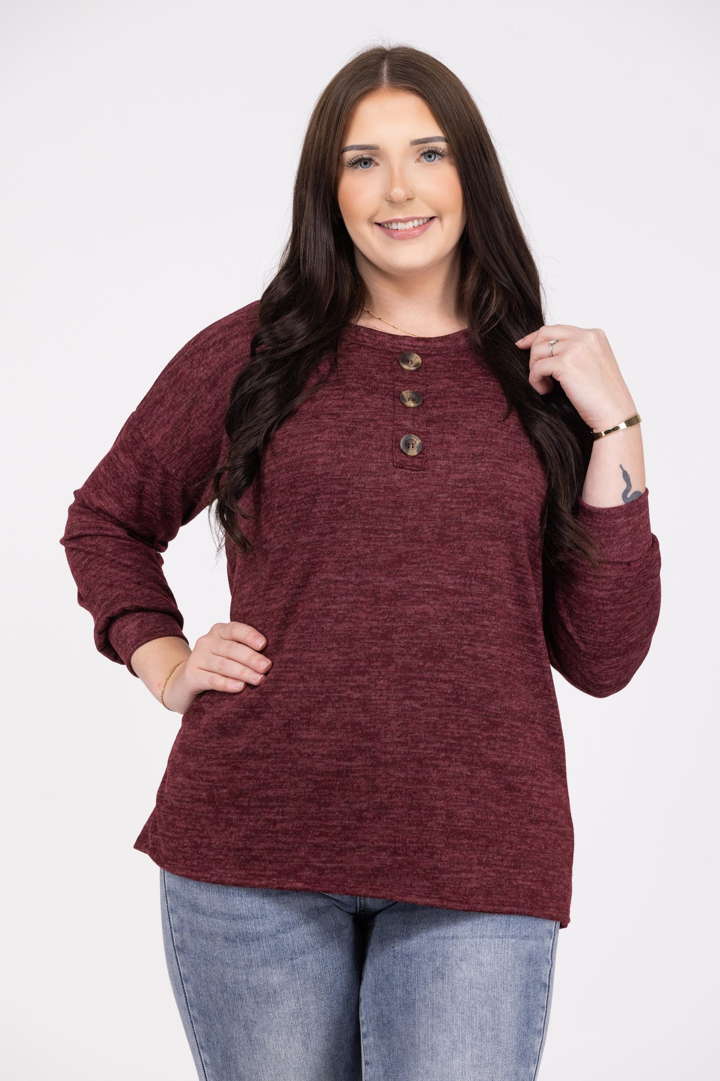 Witness Of Your Love Women's Solid Round Neckline Sweater Top