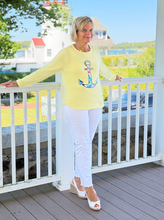 BEACH CLUB YELLOW CAPE COD ANCH0OR SWEATER