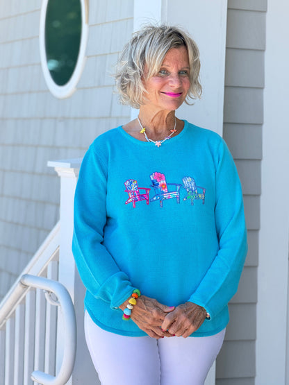 BEACH CLUB AQUA ADIRONDACK SWEATER