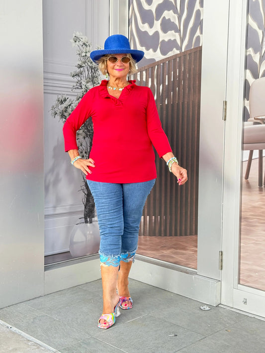 LULU-B CRIMSON RUFFLE TOP